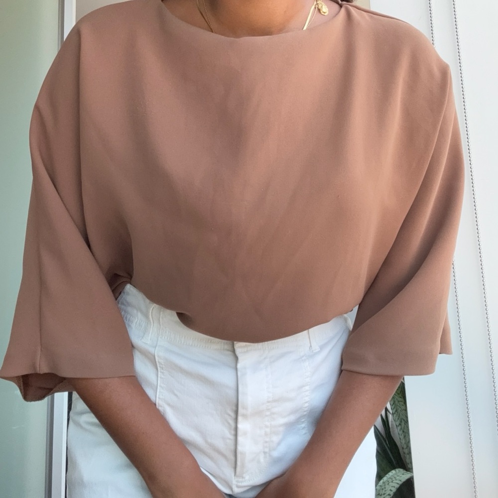 Soo & June Brown Minimalist Blouse – Free Size